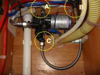 Pump with stainless steel
            inlet and outlet hoses (50 kB)